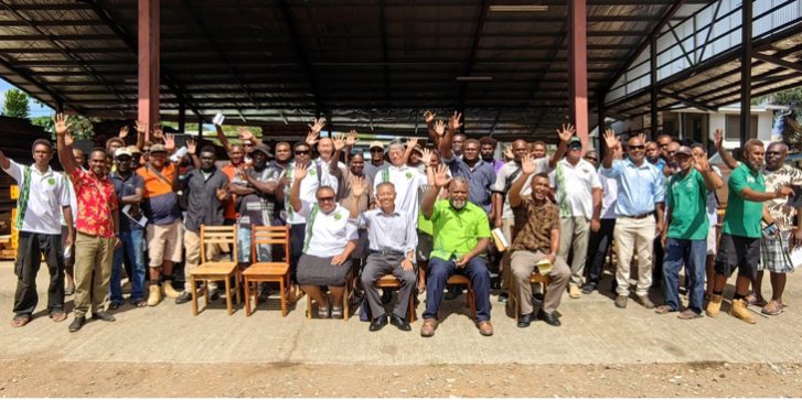 MoFR Director Timber Utilization and Processing Division, Stephanie Rikoi, Ambassador Miwa Yoshiaki, MoFR Minister Makario Tagini.