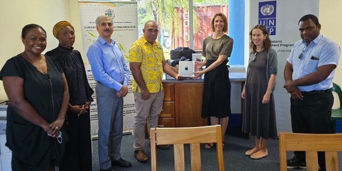 Ms. Nicola Glendining, UNDP Gov4Res Project Manager, and UNDP team during the brief ceremony on Friday.