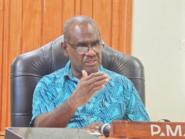 PM Manele making a point when he addressed the media over the weekend