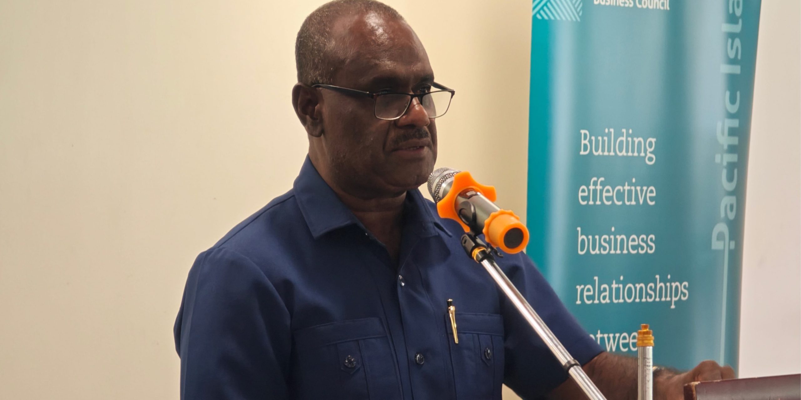 Prime Minister Honorable Jeremiah Manele MP, addressing the participants of the 13th Australia Solomon Islands Business Forum at Heritage Park Hotel.