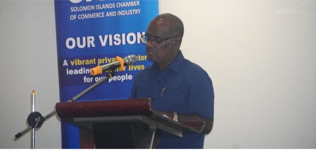 Prime Minister Jeremiah Manele delivering the keynote address