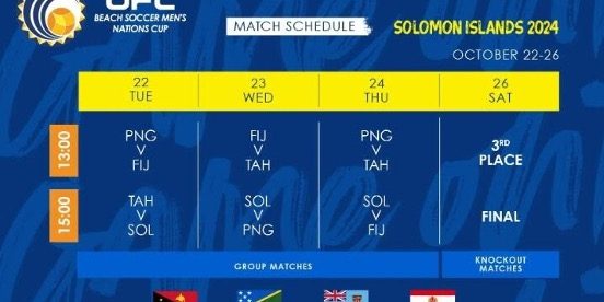 The OFC Beach Soccer Men’s Nations Cup 2024 Final Fixtures. Photo- OFC Media