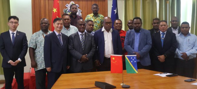 Prime Minister Jeremiah Manele and HE Cai Weiming, and few ministers after the signing ceremony. Photo supplied