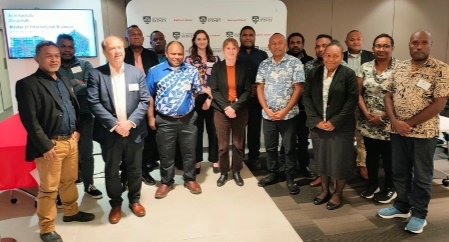 Sydney University Adjunct Professor Martin Locke (third from left) welcomes government officials from Solomon Islands to the three-day infrastructure training