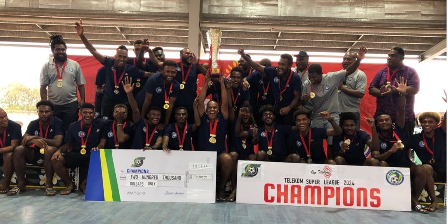 TSL Season 2023-2024 Champions, Central Coast FC celebrate their victory. Photo by LACHLAN SHYVES EDDIE