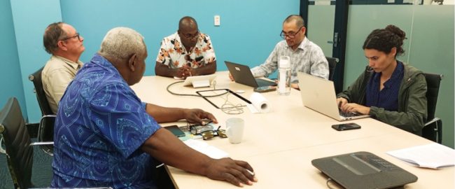 The World Bank mission team with the MAL Permanent Secretary, Dr. Samson Viulu (centre) and SIART Project Management Unit in persons and virtually during the fifth mission in September 2024