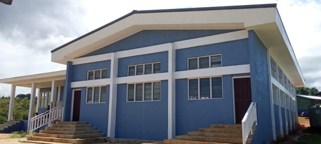 The soon-to-be completed Aligegeo school dining hall funded by the national government. Photo by Solomon Lofana