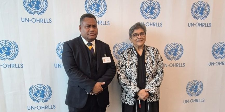 UN Under-Secretary-General and High Representative, Ms. Rabab Fatima, and the Minister Rexon Ramofafia