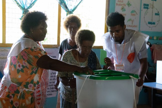 An elderly first to cast her vote