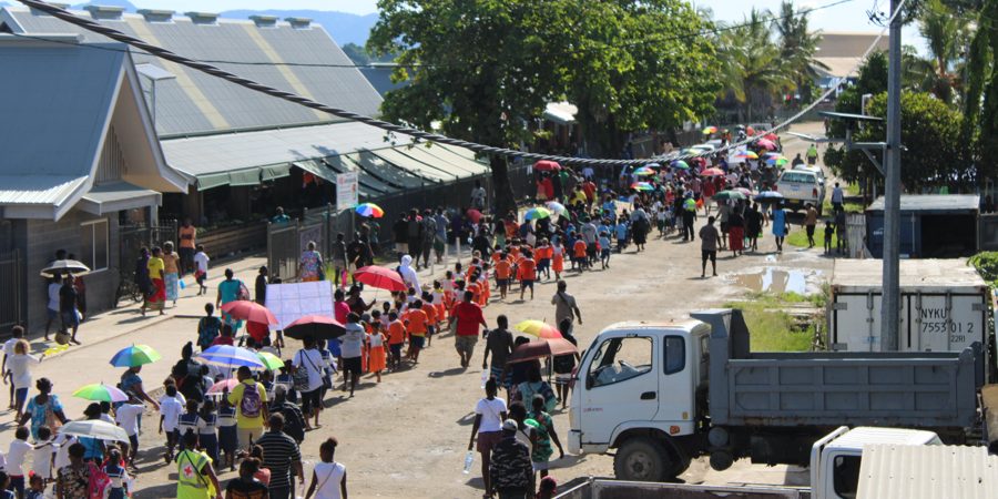 Kindy students leading the parade