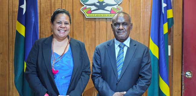Prime Minister honourable Jeremiah Manele and SPC’s Rhonda Robinson