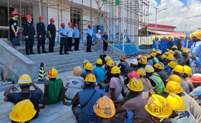 Awareness talk at the construction site. Photo supplied