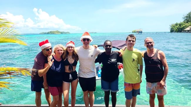 Fatboys staff and some of the visitors pose for a photo