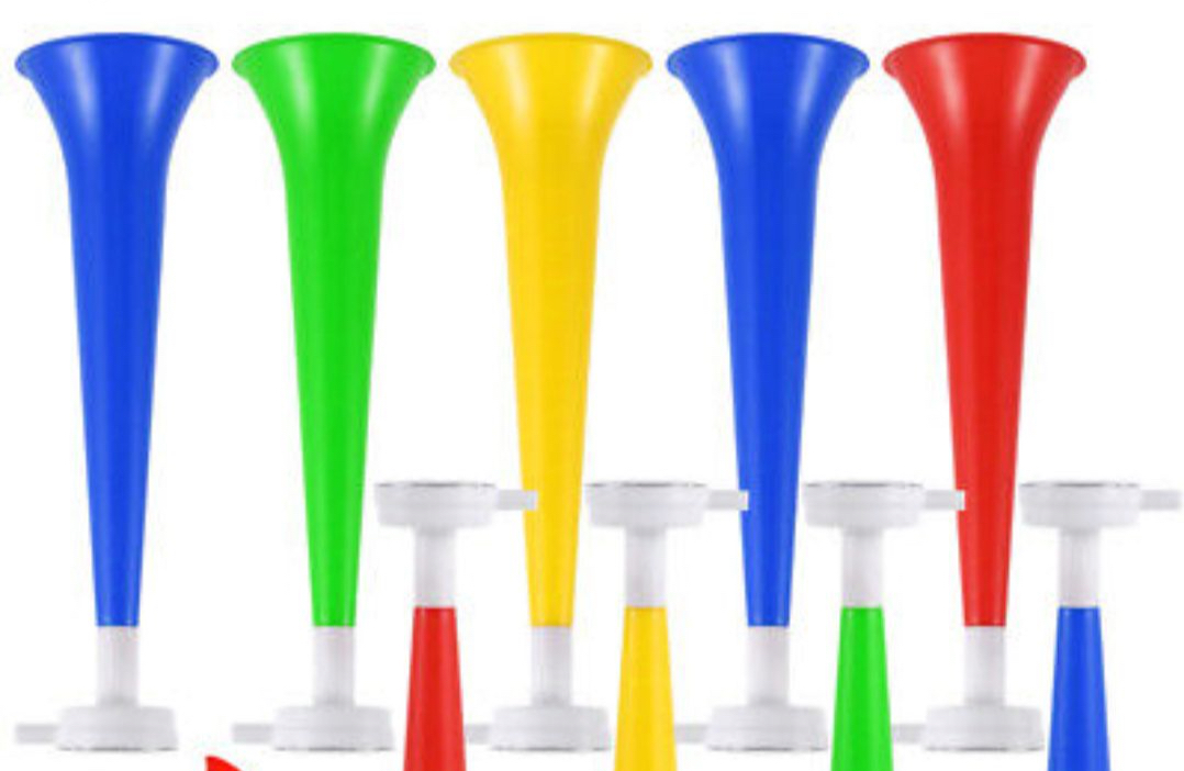 Welcoming 2025 with plastic trumpets Welcoming 2025 with plastic trumpets