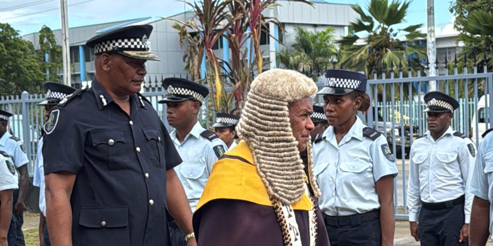 Chief Justice Sir Albert inspecting the Guard of Honour