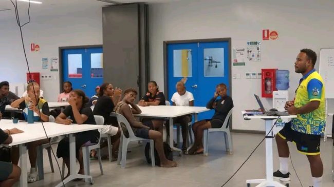 The hockey teams undergo the well-being session