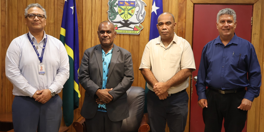 CEO Teó, Prime Minister Hon. Manele, Secretary to Prime Minister Dr. Mataki and Solomon Airlines board Chair Mr. Frank