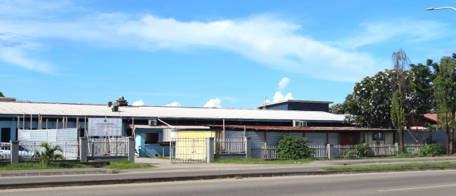 Looking across from the main road is the barricading of NRH OT area