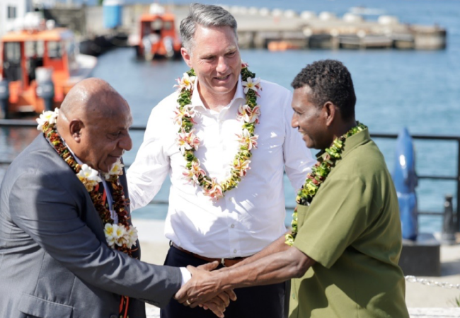 Minister for Police, Tanangada, Australian DPM Marles, and PNG’s High Commissioner to SI Moses Kaul