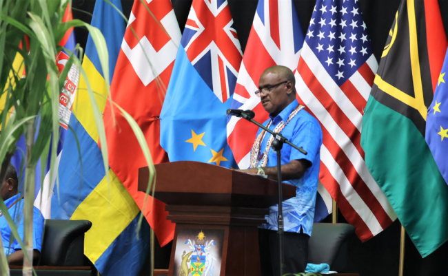 PM Manele, speaking at the summit
