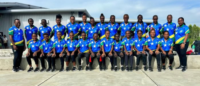 Solomon Islands National Women’s Team at the Honiara International Airport before their departed to Australia. Photo by SIFF