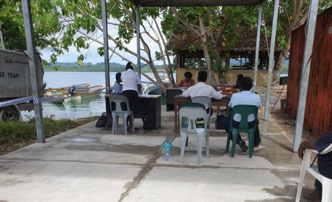 Court Cases proceeding at the Police Shed in Taro Choiseul Province