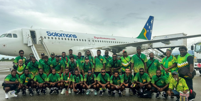 Ifiri Black ready to board a Solomon Airlines flight from Port Vila to Honiara. Photo supplied