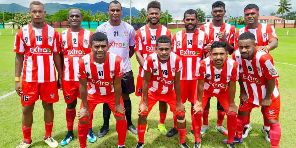 Jimson Abana (far left) was amongst the Labasa FC’s first 11 against Tavua FC