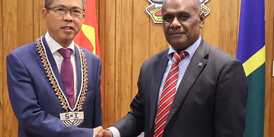 Prime Minister, Hon. Jeremiah Manele MP and H.E Pham Hung Tam, Ambassador of the Socialist Republic of Vietnam responsible for Solomon Islands.
