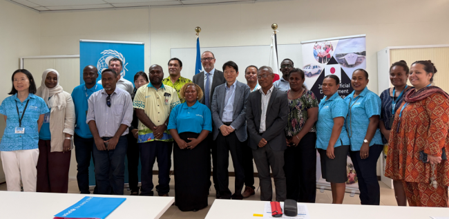 The officials with staff from UNICEF, Japan Embassy and Ministries posing for a group photo.