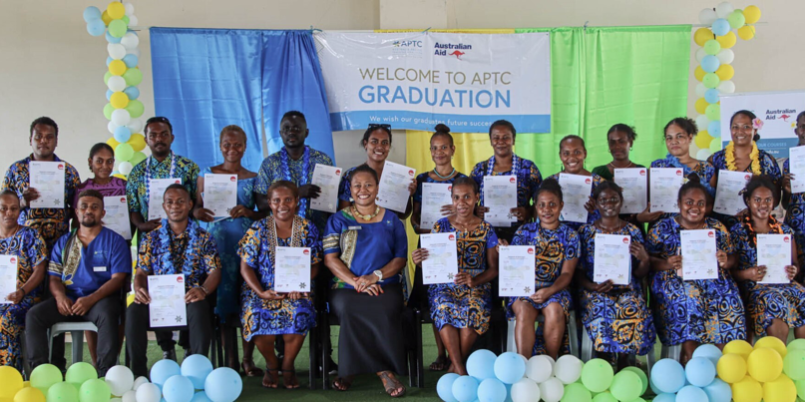 Trainer Temalesi Lutu with short course awardees