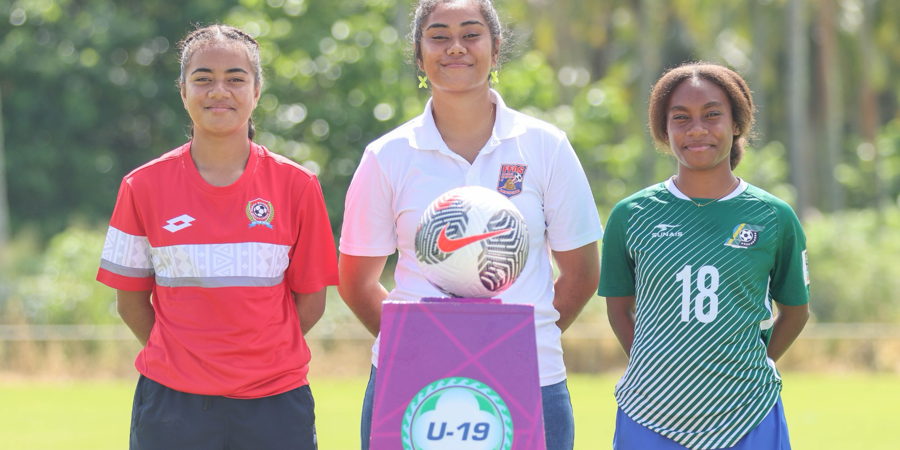 Your captains for the OFC Women’s U19 qualifying stage. (From left) Tonga, American Samoa and Solomon Islands