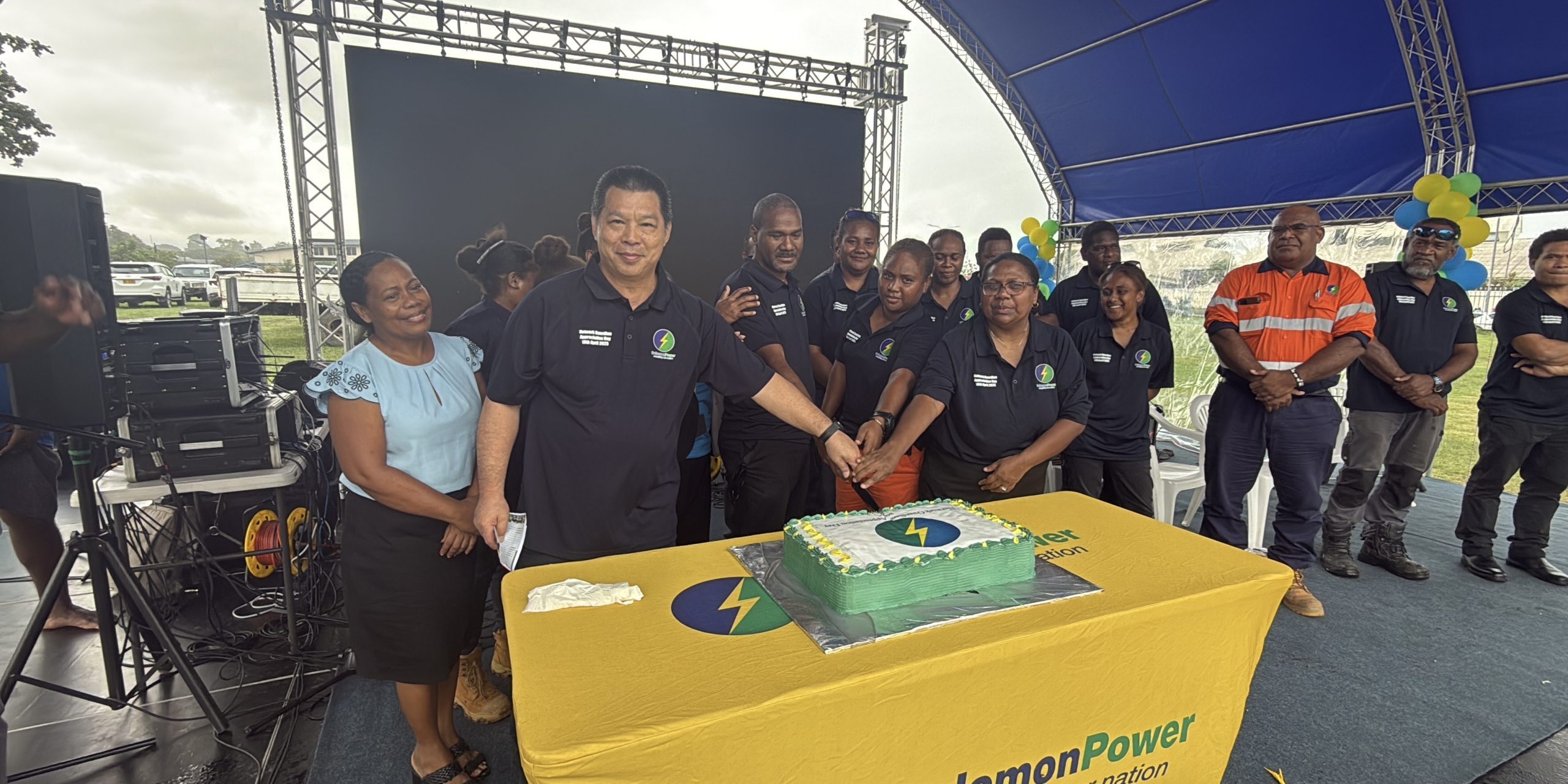 Cutting the celebration cake