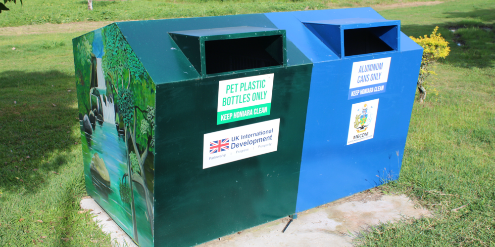Huge trash bins at Betikama Adventist College