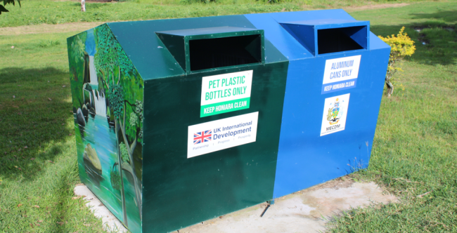 Huge trash bins at Betikama Adventist College