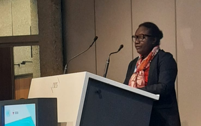 Ms Karen Galokale speaking in Geneva last week