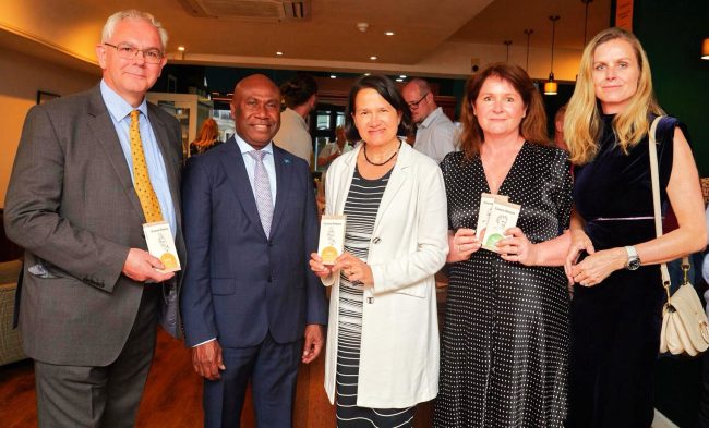 Officials at the launch included H.E Moses Kouni Mose, Cathrine West MP and UK Pacific Regional Trade Advisor Peter Harrington