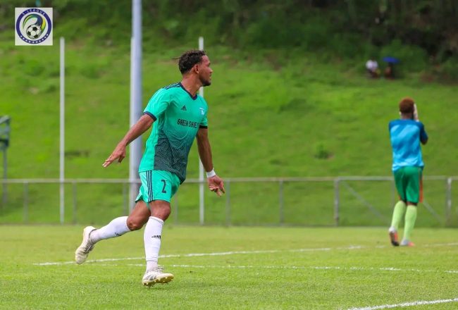 A Green Shield player celebrates a goal. Photo S-League Facebook page