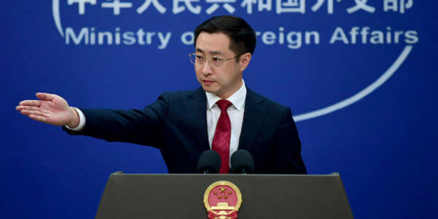 China’s Foreign Ministry spokesman Lin Jian briefing the press in Beijing
