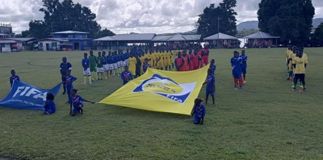 Teams parading during the opening ceremony on Saturday in Taro