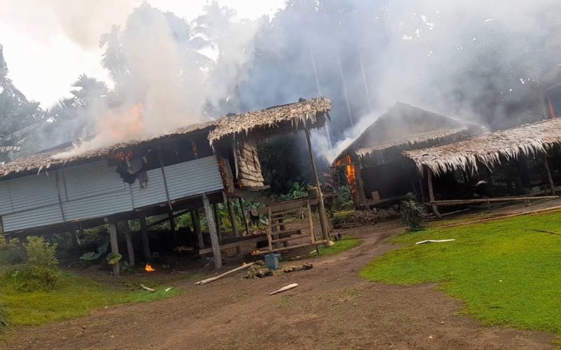 Buildings burnt in retaliation attack