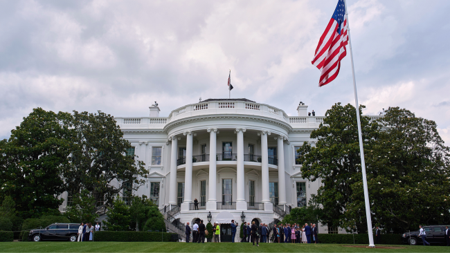 A newly installed flag pole stands on the South Lawn of the White House, in Washington DC, the U.S., June 18, 2025. :VCG