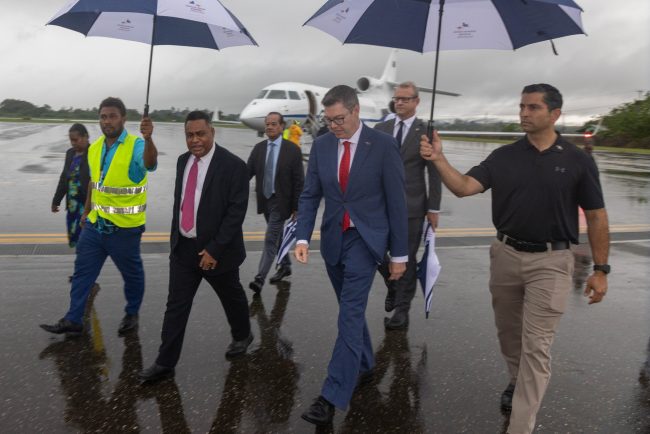 Conroy arrives. Photo supplied