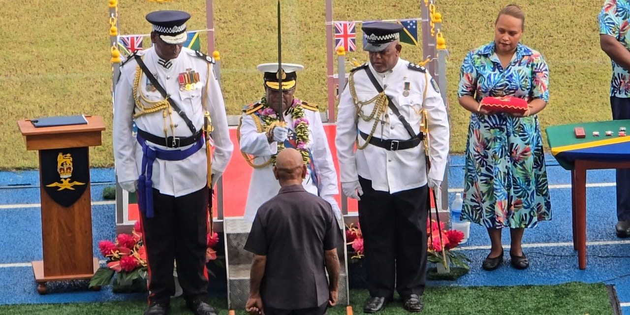 GG officiating at the ceremony to knight Sir Waita Ben Tabusasi