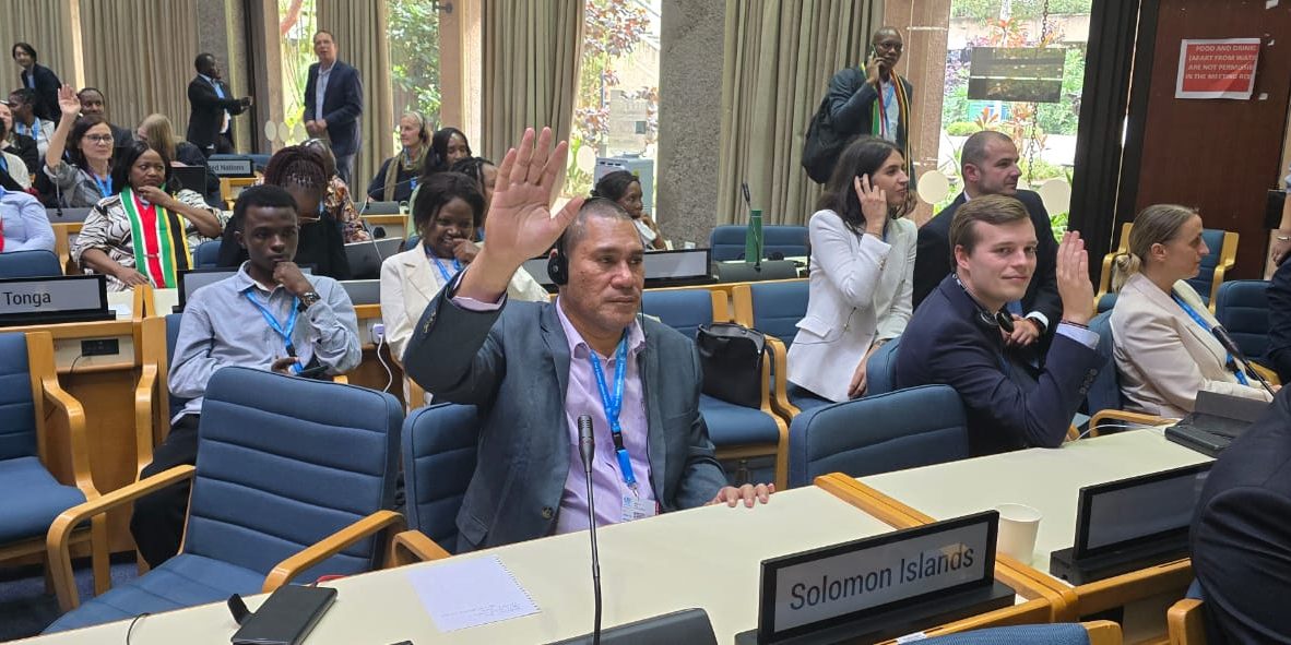 Hon. Polycarp Pae votes to support the Strategy during the Assemby in Nairobi