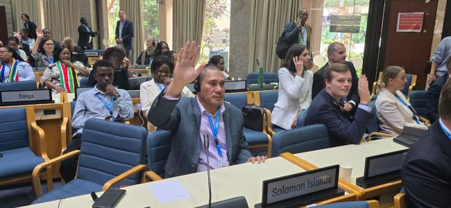 Hon. Polycarp Pae votes to support the Strategy during the Assemby in Nairobi