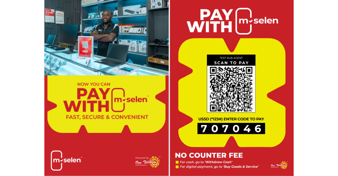 QR or Code, any phone, any place — pay with M-SELEN