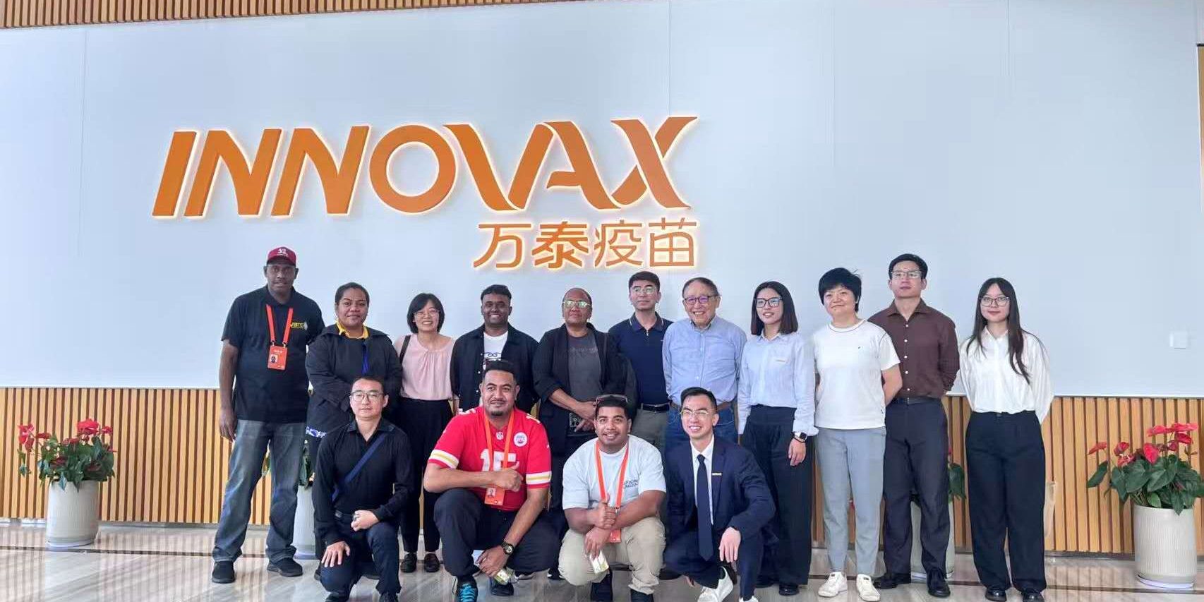 Pacific journos with Innovax Biotech Company officials during their visit to the Xiamen Innovax Biotech Company on Friday 30 May.