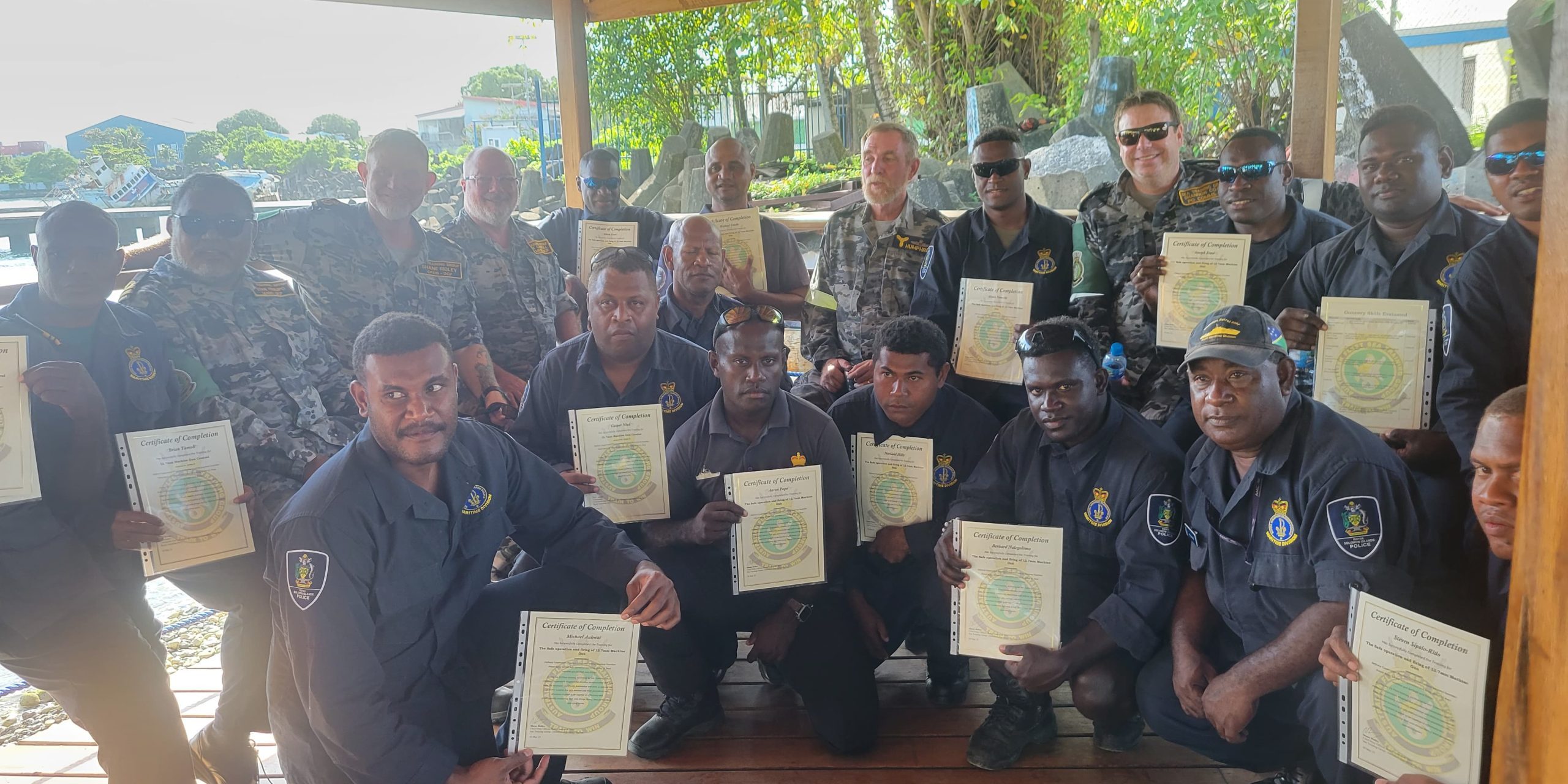 Police Maritime Officers with their certificate after the training
