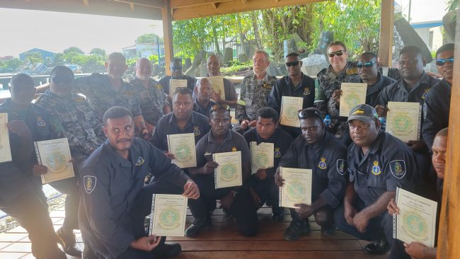 Police Maritime Officers with their certificate after the training